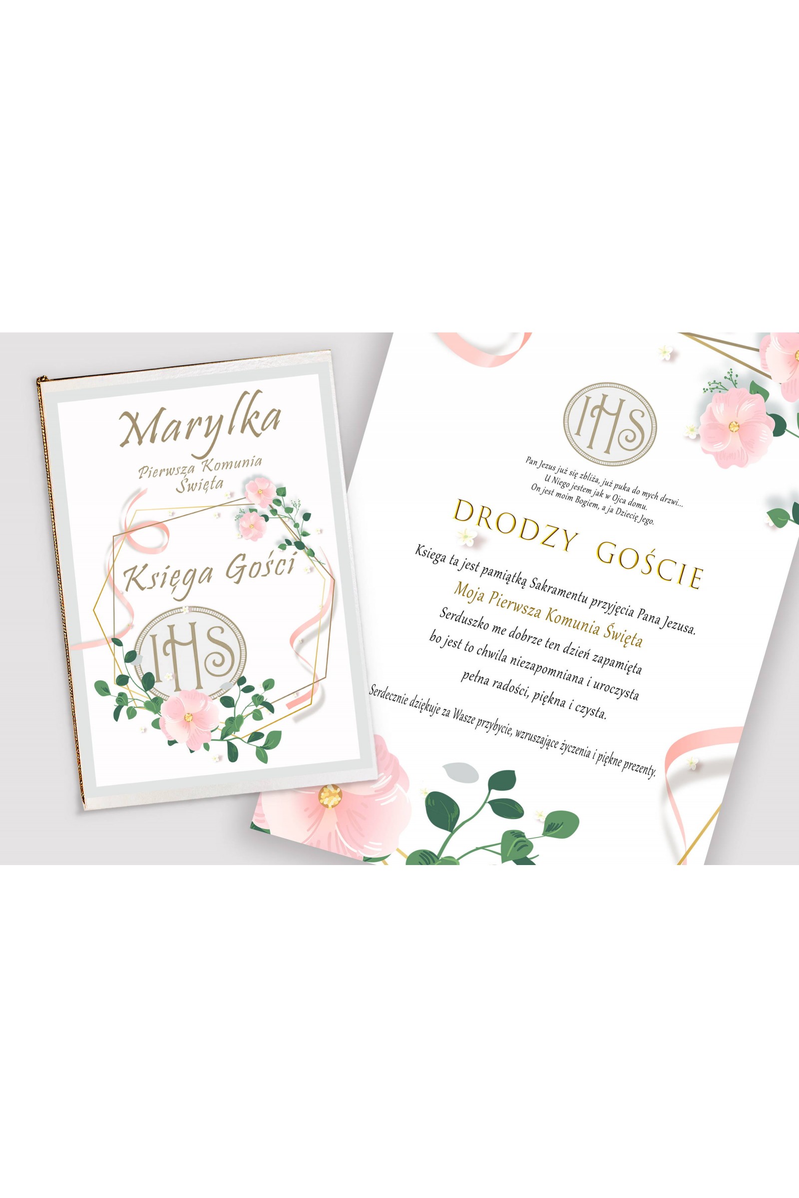 Personalized communion memorial book - Pink ribbon Personalized communion memorial book - Pink ribbon - obraz 1
