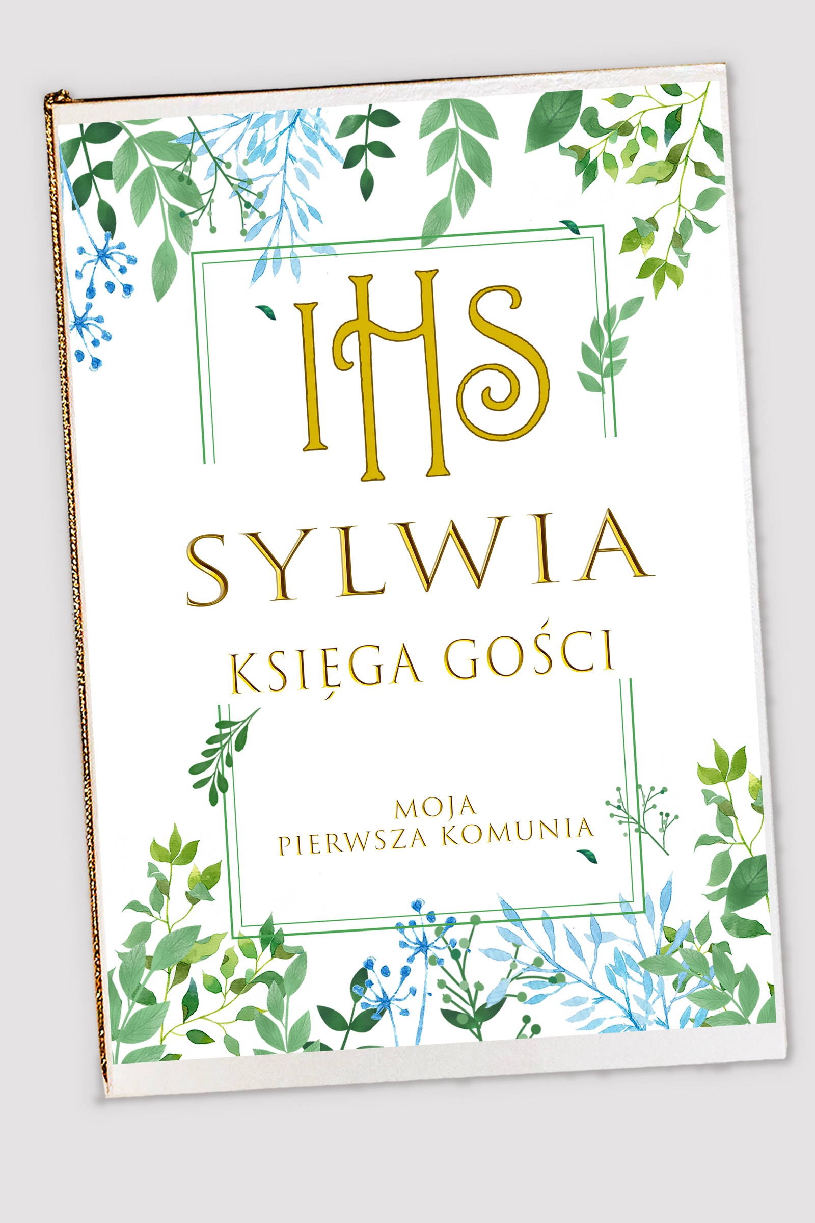 Livre-souvenir de communion personnalisé - Feuilles de printemps Livre-souvenir de communion personnalisé - Feuilles de printemps - obraz 0