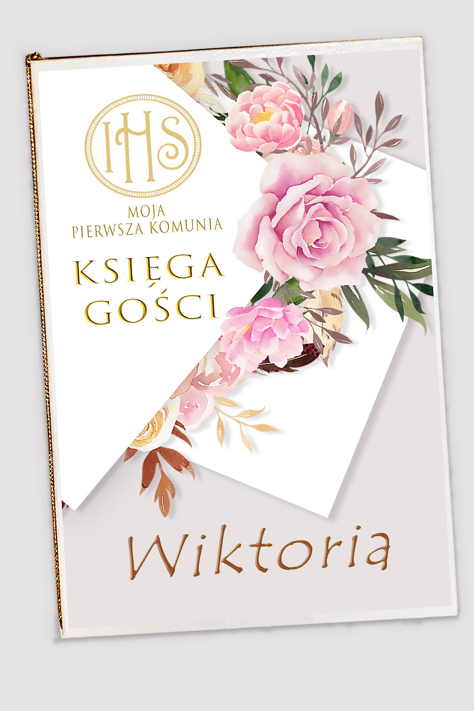 Livre de souvenir de communion personnalisé - Pivoine et rose Livre de souvenir de communion personnalisé - Pivoine et rose - obraz 0