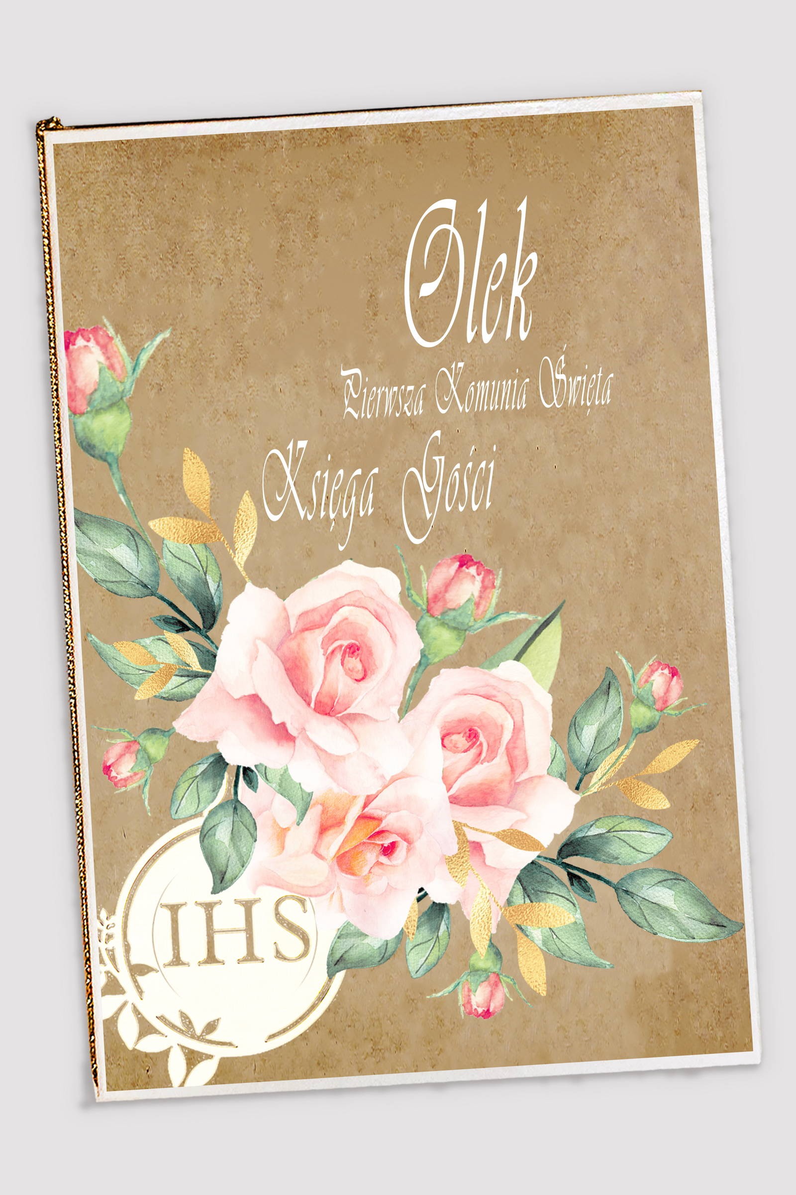 Livre-souvenir de communion personnalisé - Bouquet sur parchemin Livre-souvenir de communion personnalisé - Bouquet sur parchemin - obraz 0