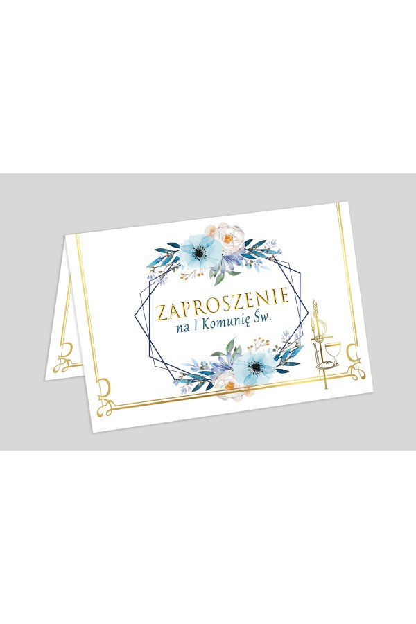 Personalized communion invitations from kits - Blue Watercolor - obraz 1