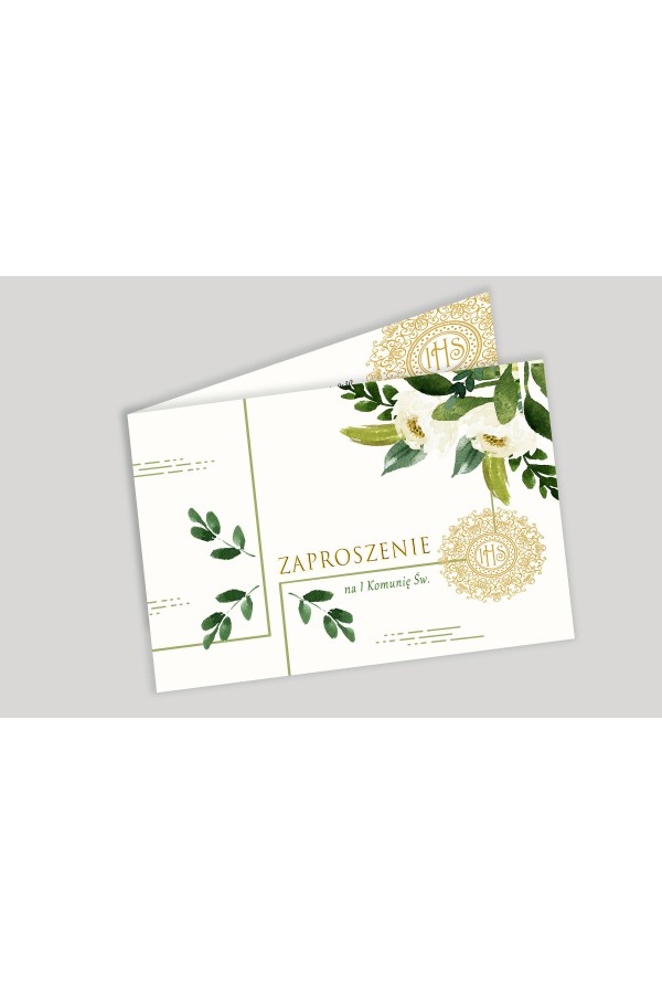 Personalized communion invitations from sets - White bouquet - obraz 1