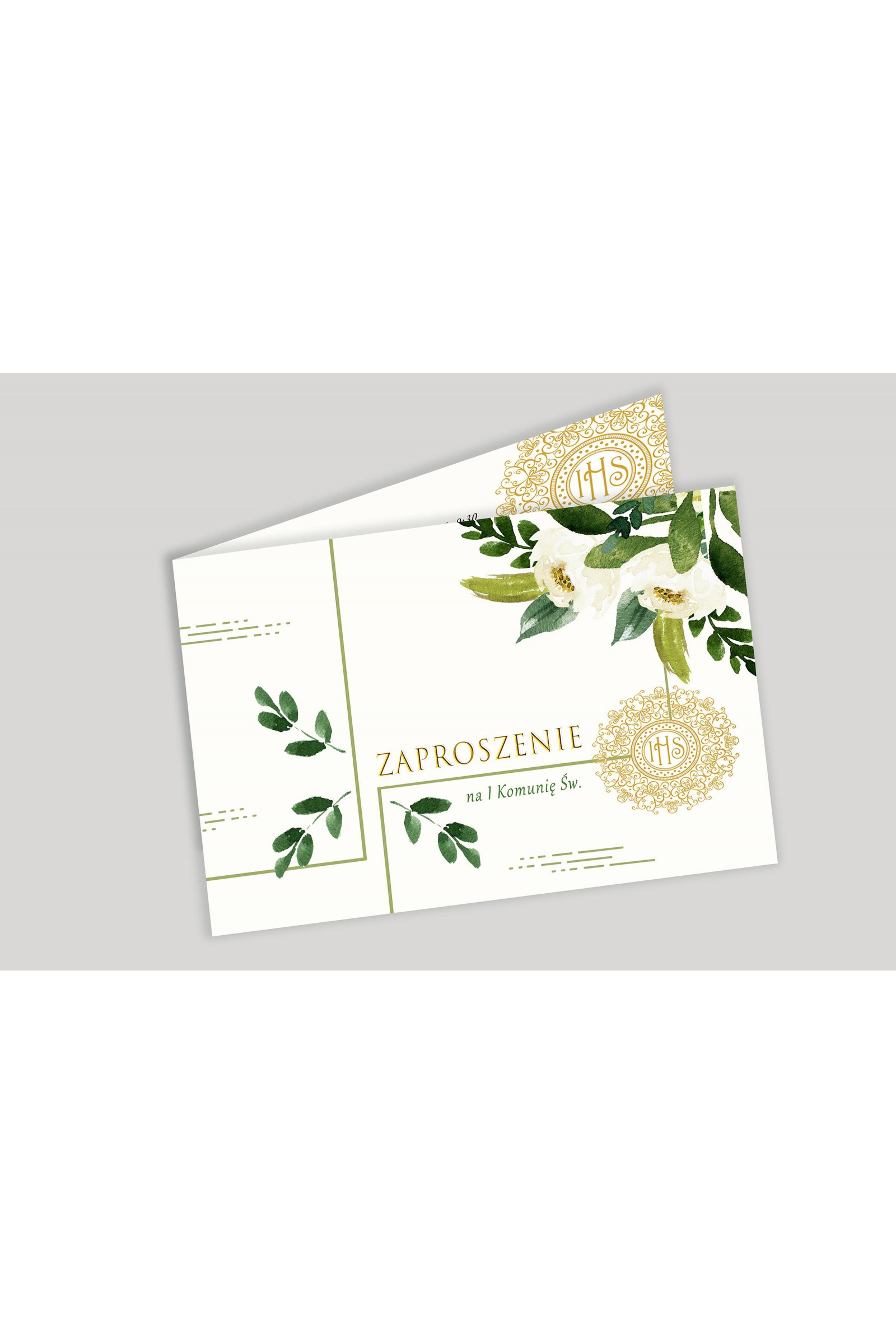 Personalized communion invitations from sets - White bouquet - obraz 1