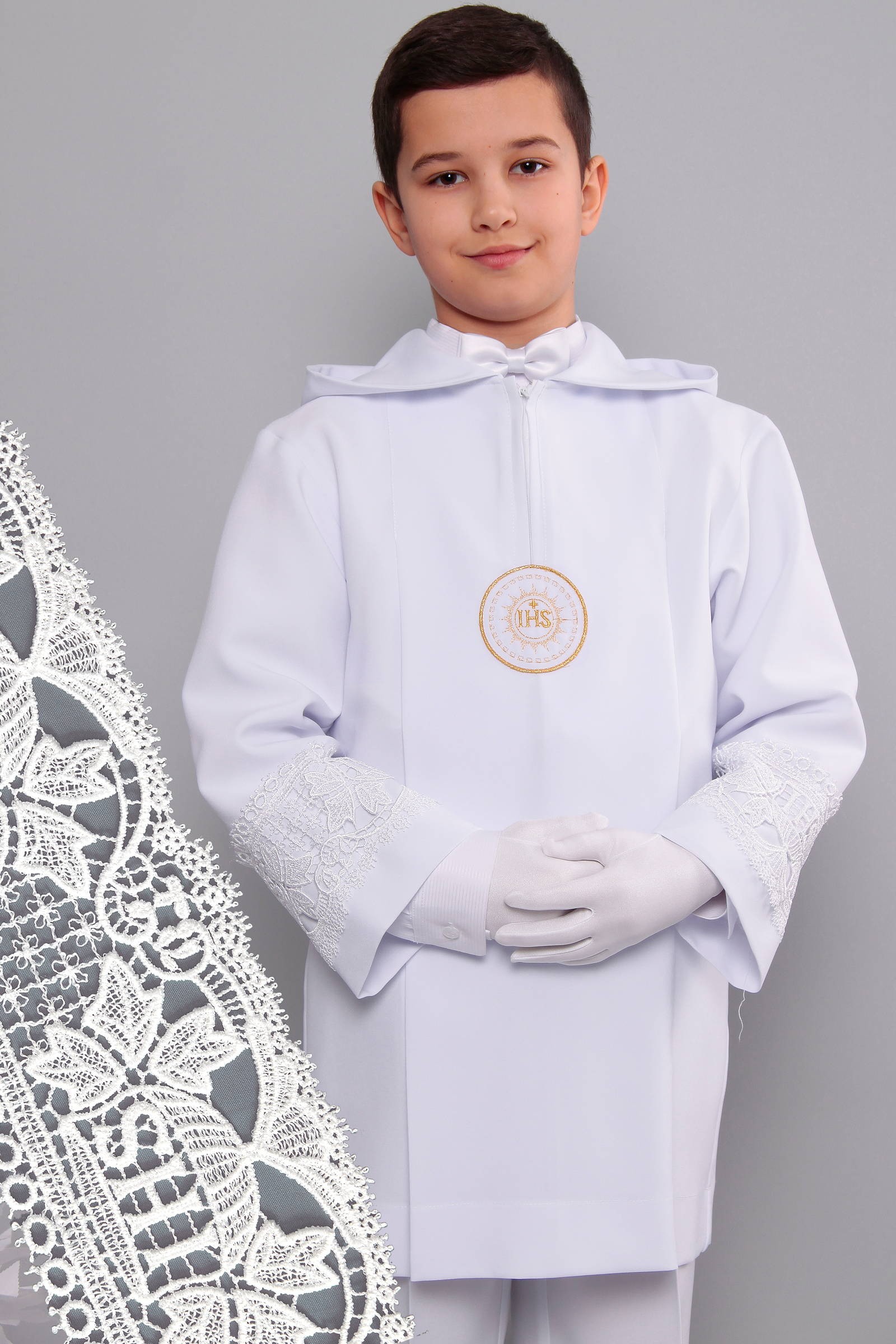 Aube de Communion avec guipure 2kg/UK-AK3 - obraz 0