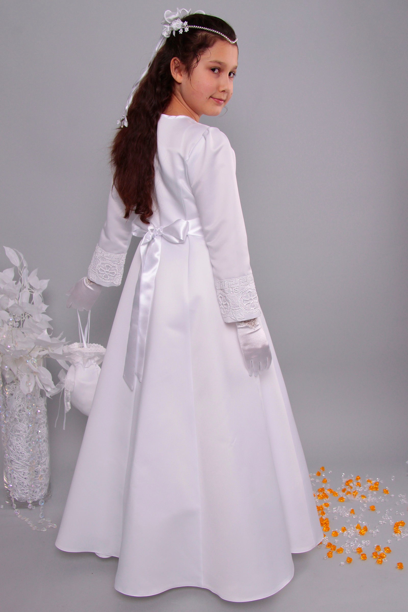 Satin communion dress 1/UK-ST - obraz 5