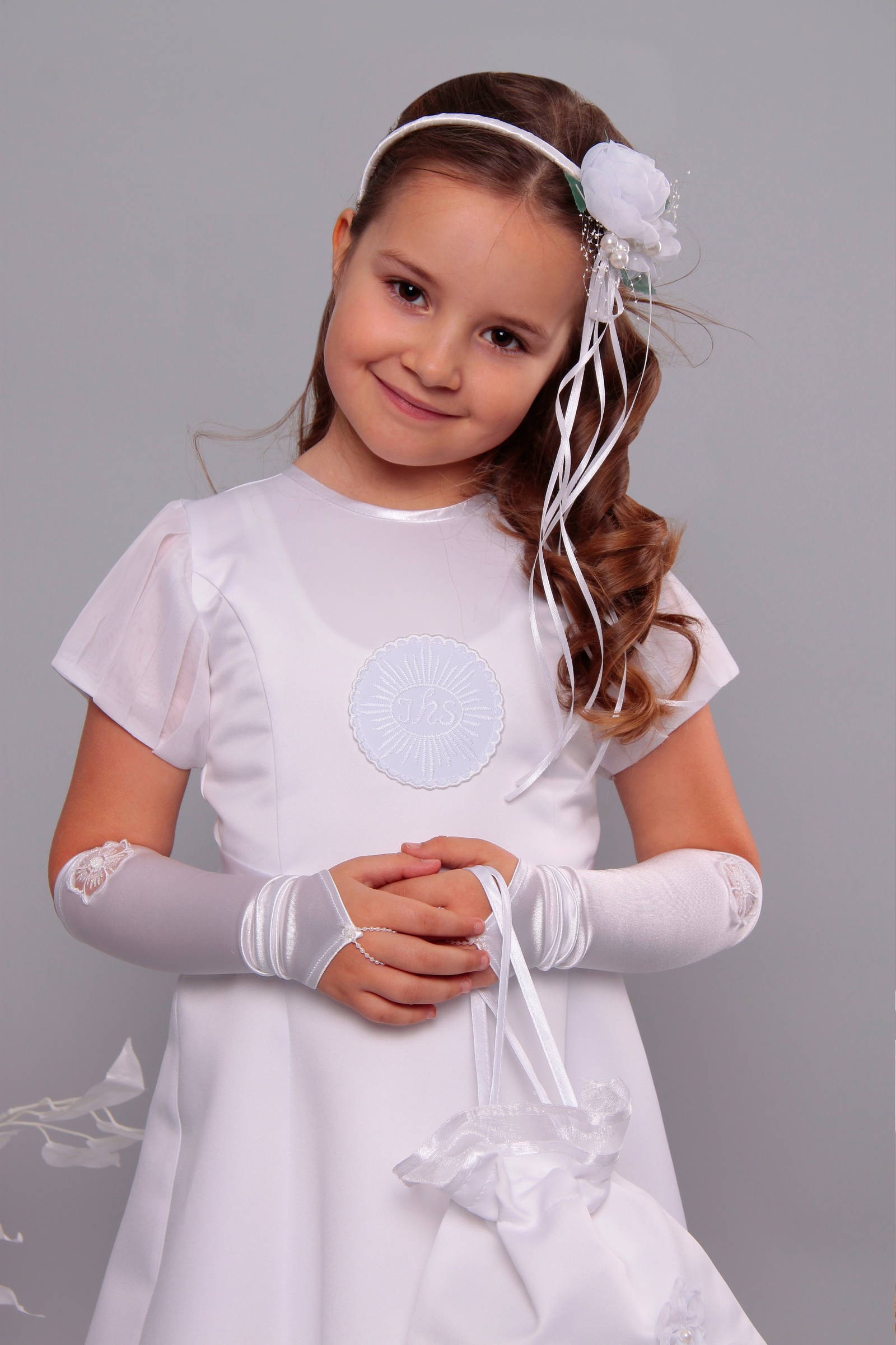 Satin communion dress 6a/UK-ST - obraz 1