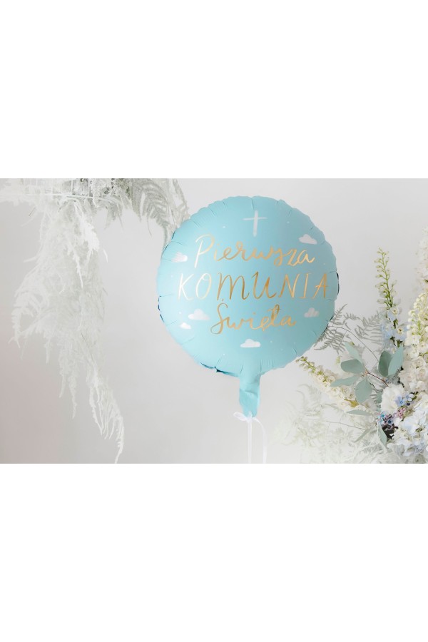 Communion balloon blue gold letters Communion balloon blue gold letters - obraz 1