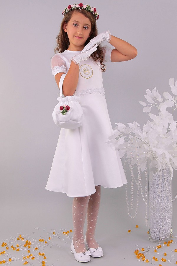 Satin communion dress 7/UK-ST - obraz 4