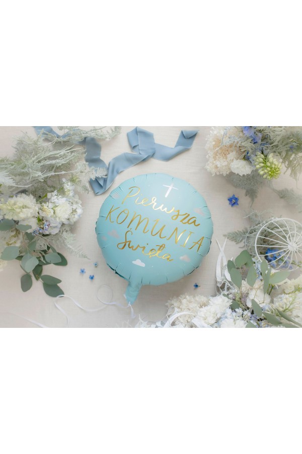 Communion balloon blue gold letters Communion balloon blue gold letters - obraz 3