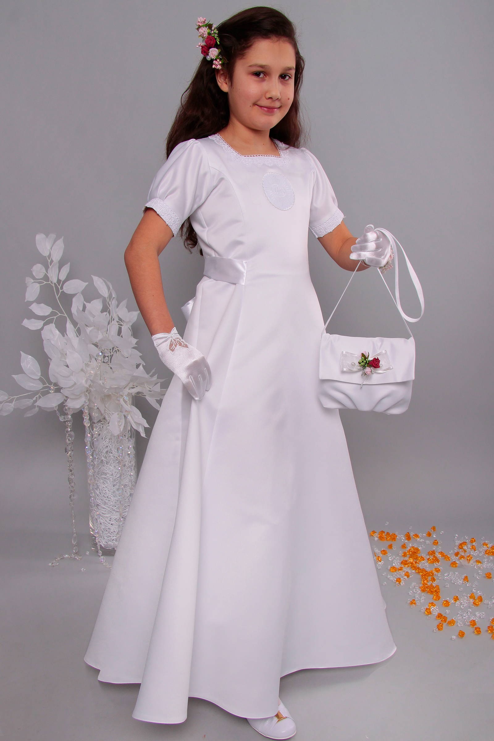 Robe de communion en satin 9/UK-ST - obraz 0
