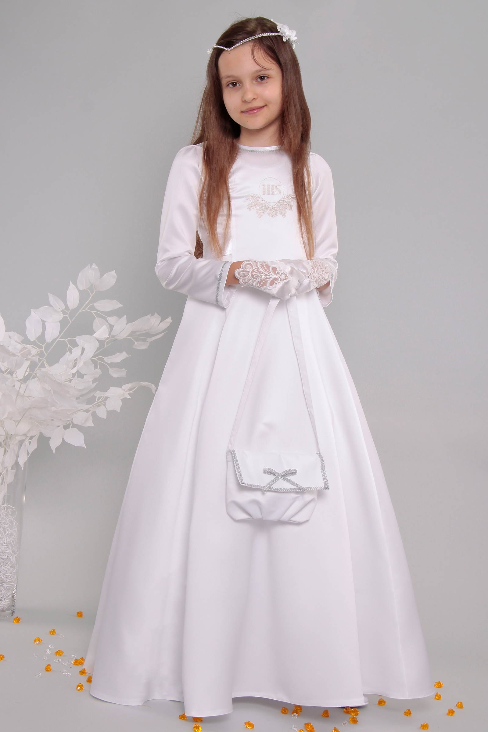 Satin communion dress 10/UK-ST - obraz 0
