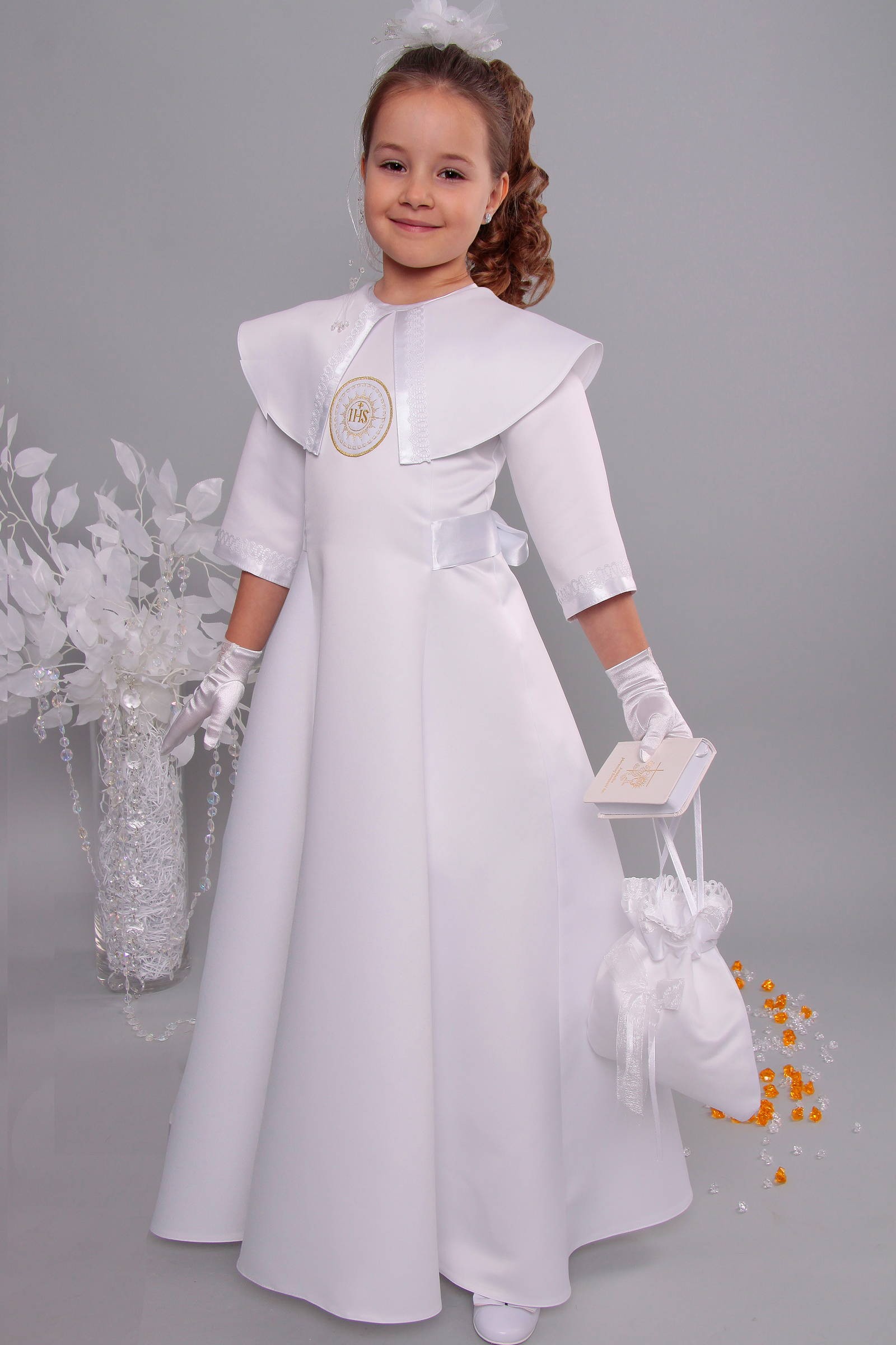 Satin communion dress 14/UK-ST - obraz 0