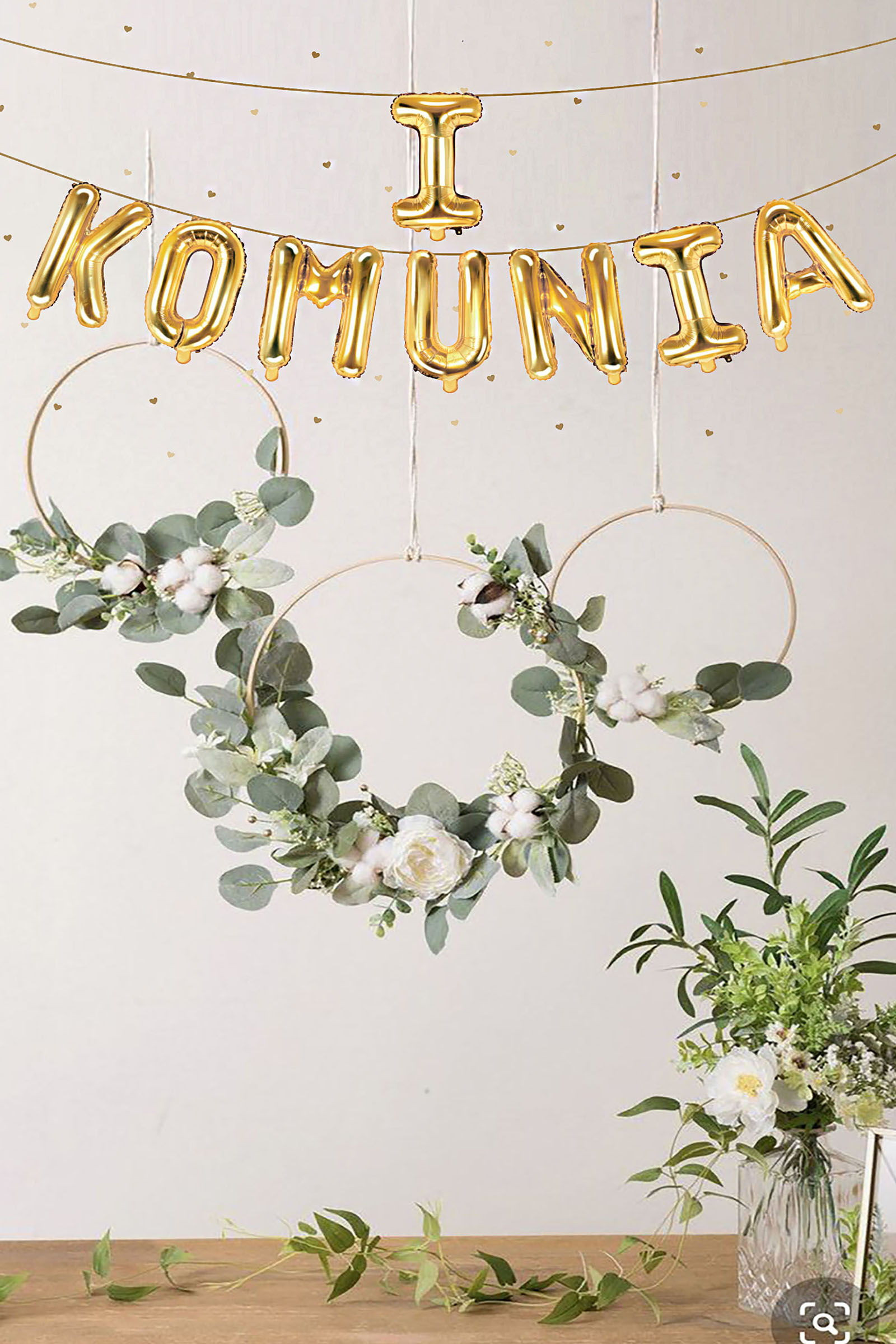 Balloon gold inscription - First Communion - obraz 0