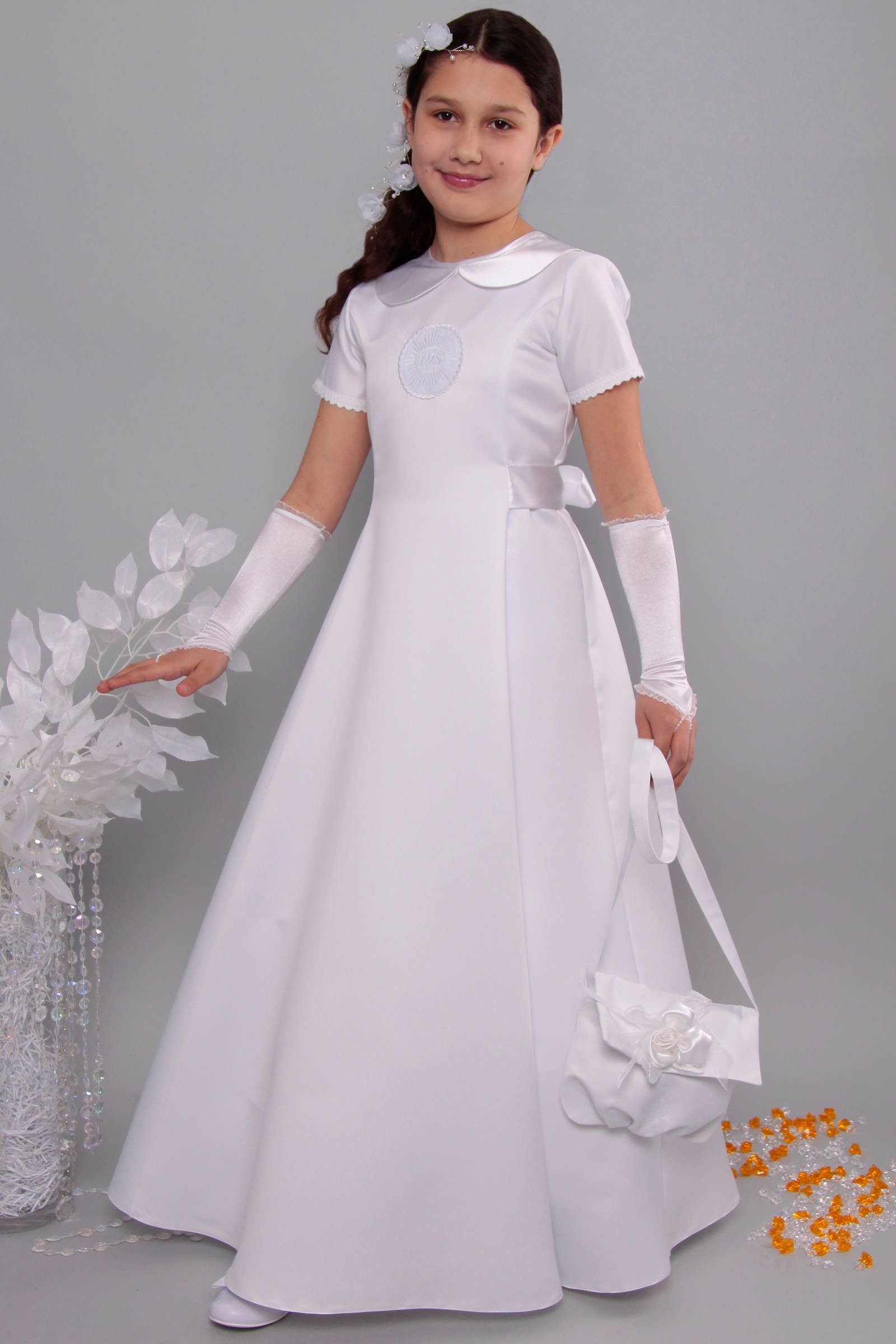 Robe de communion en satin 13/UK-ST - obraz 0