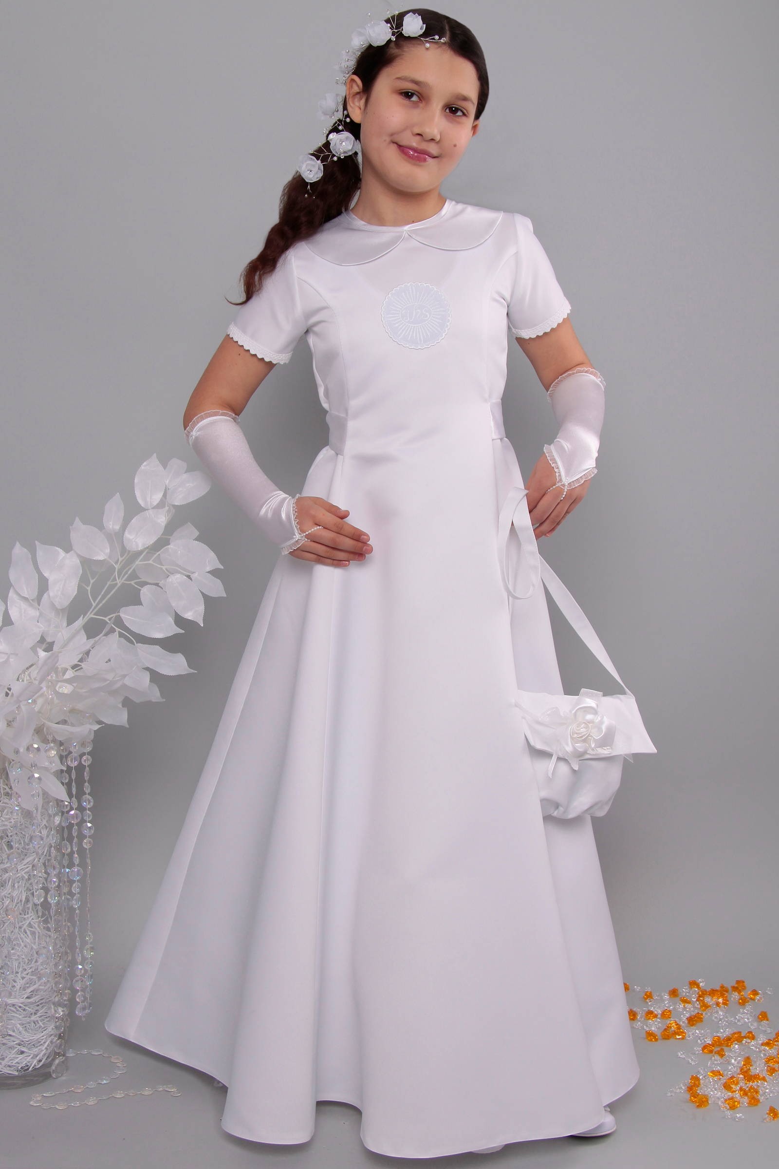 Robe de communion en satin 13/UK-ST - obraz 2