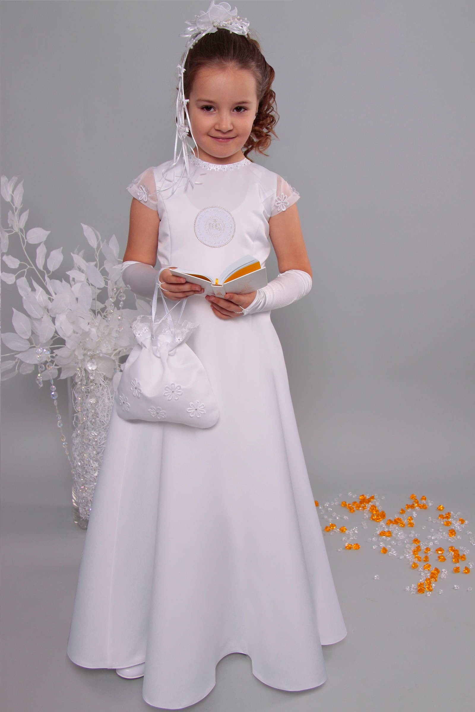 Robe de communion en satin 15/UK-ST - obraz 0
