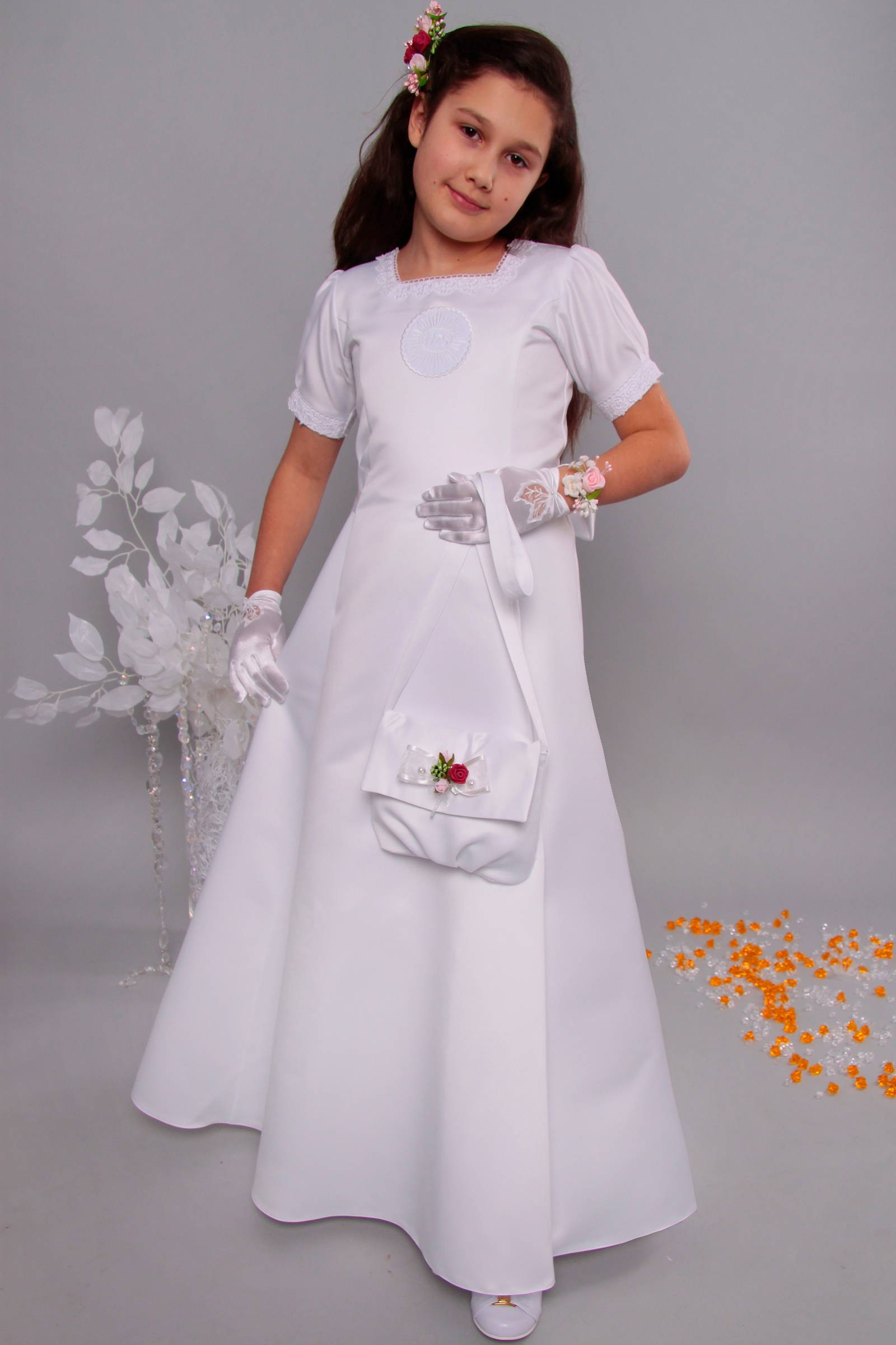 Robe de communion en satin 9/UK-ST - obraz 3