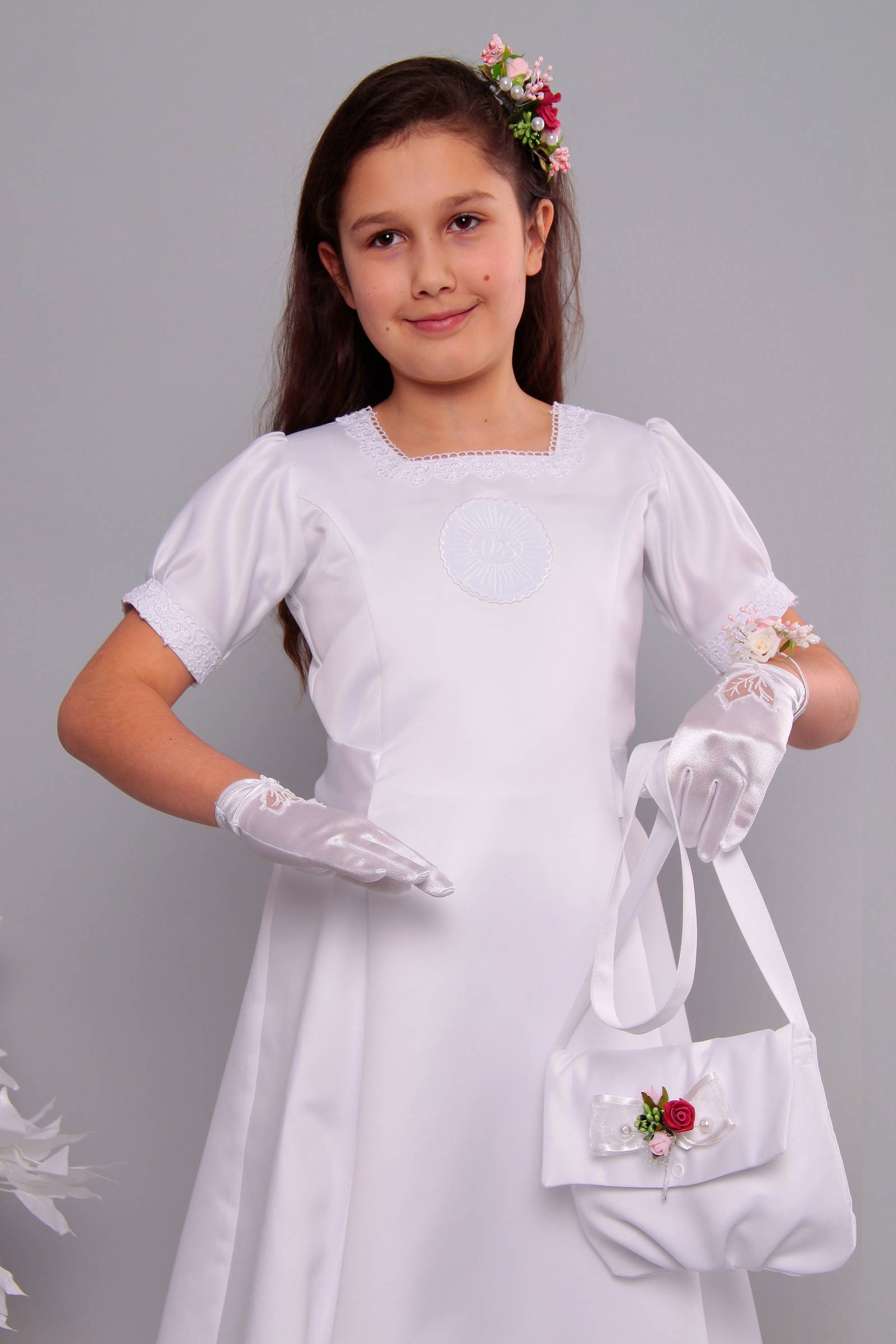 Robe de communion en satin 9/UK-ST - obraz 4
