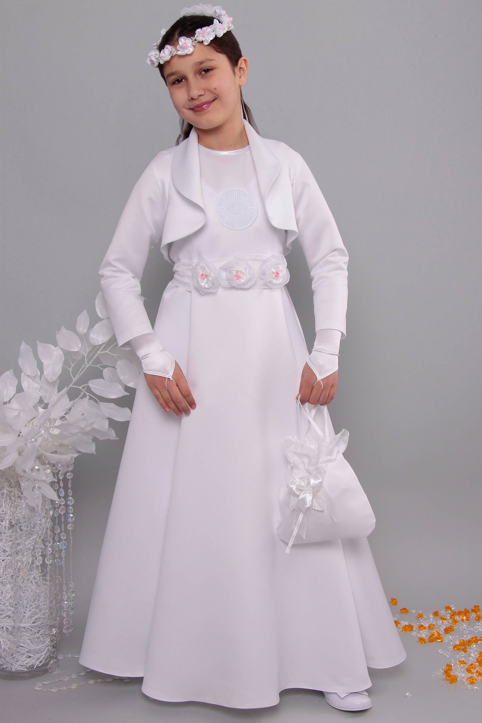 Robe de communion en satin 17/UK-ST - obraz 0