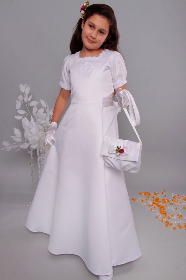 Robe de communion en satin 9/UK-ST - obraz 5