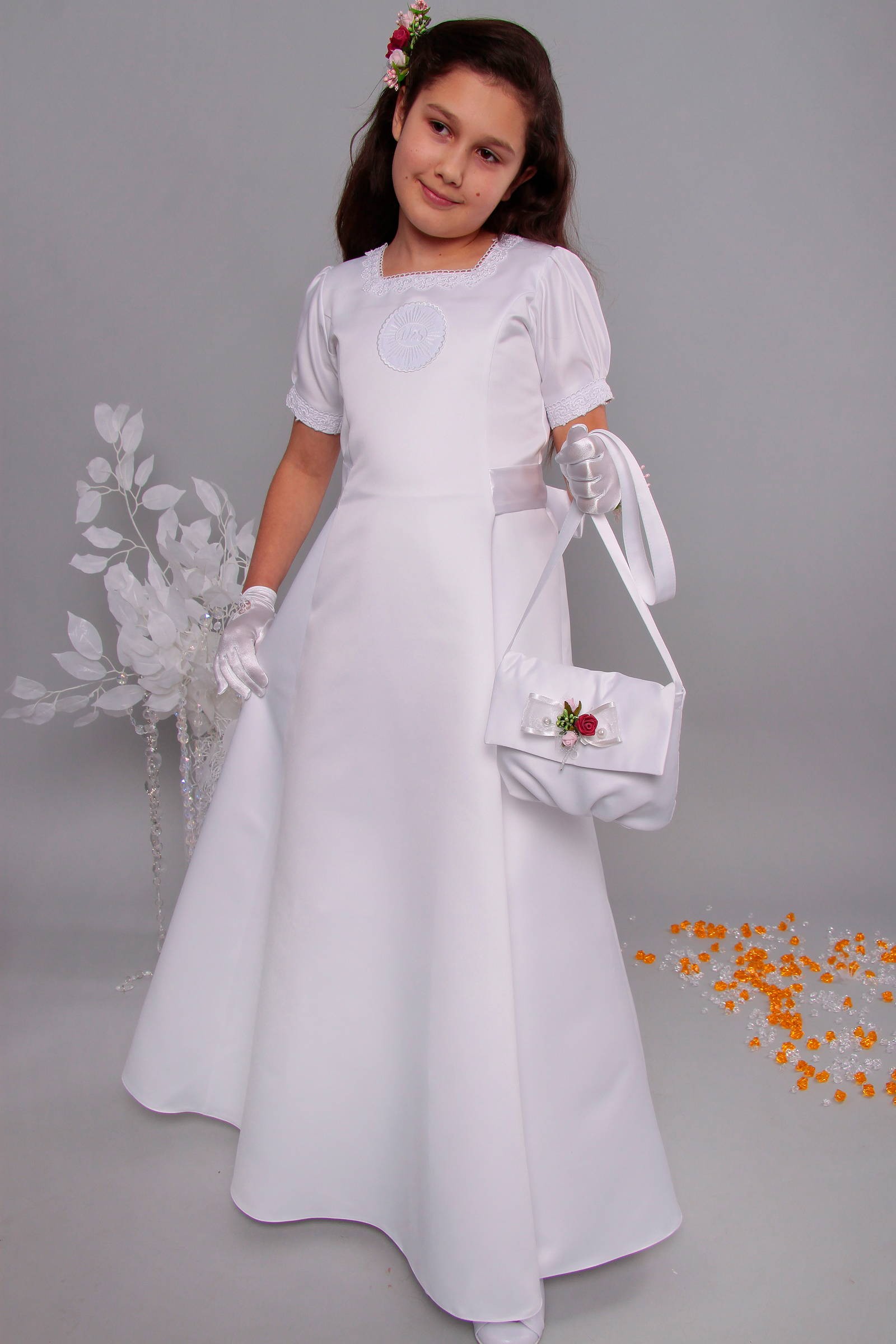 Robe de communion en satin 9/UK-ST - obraz 5